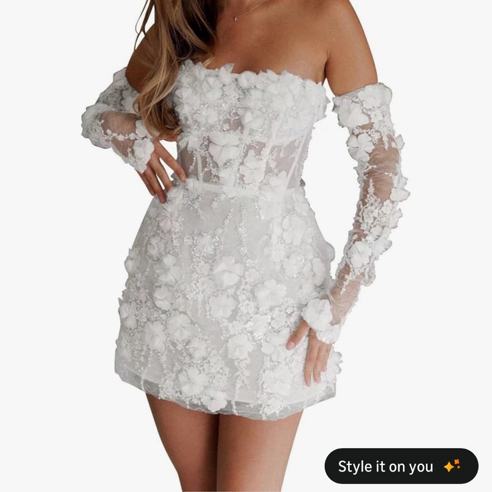 Elegant White Floral Mini Dress